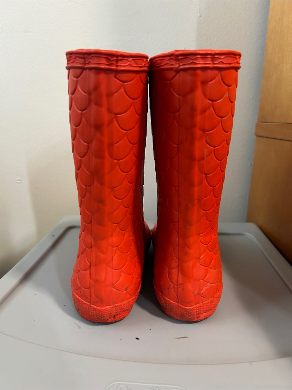 Hunter Kids Red-Orange Waterproof Rain Boots - Picture 3 of 5